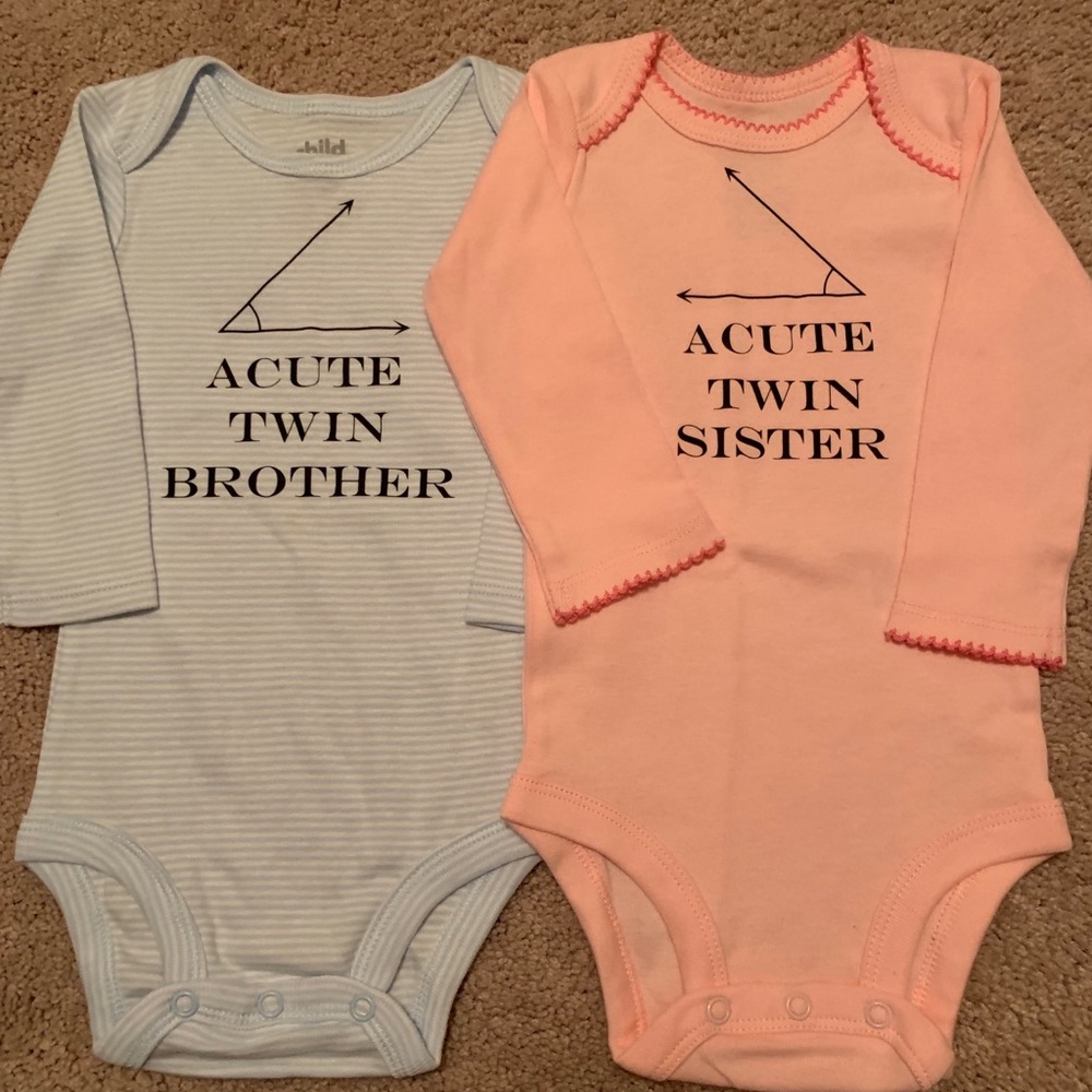 NWOT Child of Mine 3-6 month twin onesies